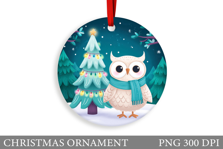 Christmas Owl Christmas Ornament. Christmas Owl Sublimation