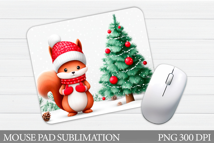 Christmas Squirrel Mouse Pad. Christmas Mouse Pad Design