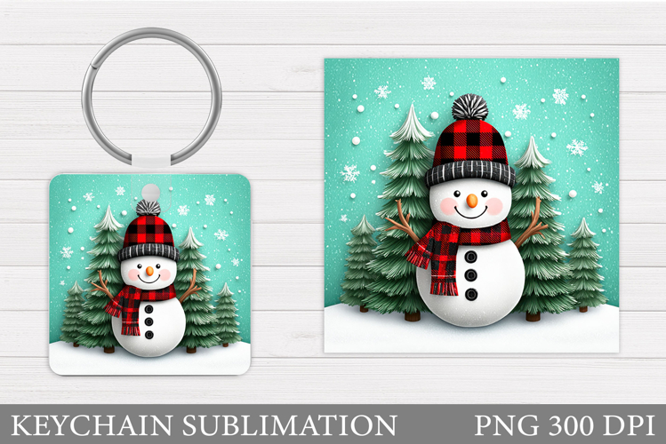 Christmas Snowman Keychain. Christmas Keychain Sublimation