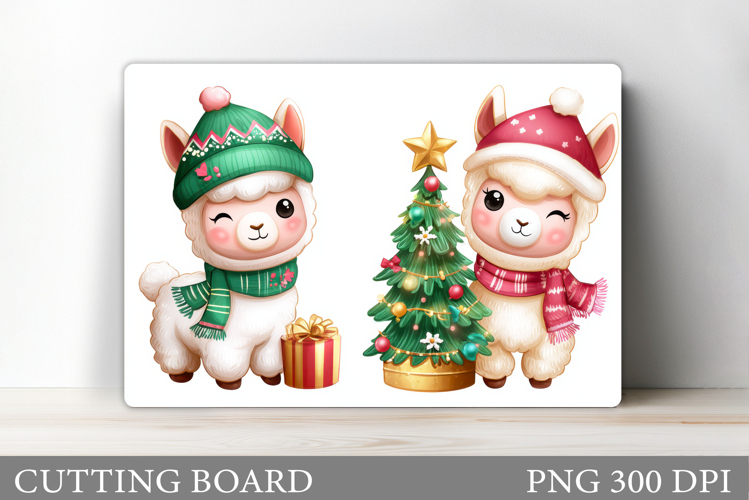 Christmas Lama Cutting Board. Christmas Cutting Board