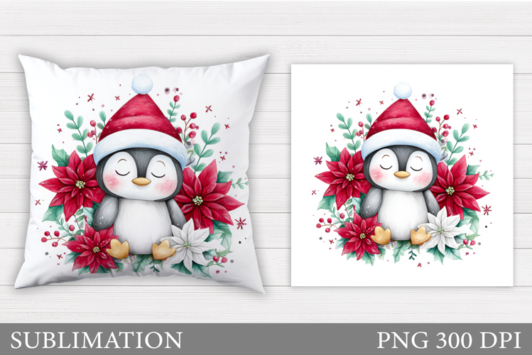 Christmas Penguin Pillow. Christmas Pillow Design