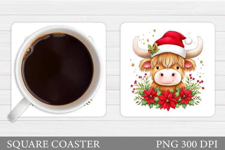 Christmas Cow Coaster. Christmas Cow Coaster Sublimation
