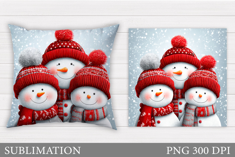Cute Snowman Pillow Sublimation. Christmas Pillow Design