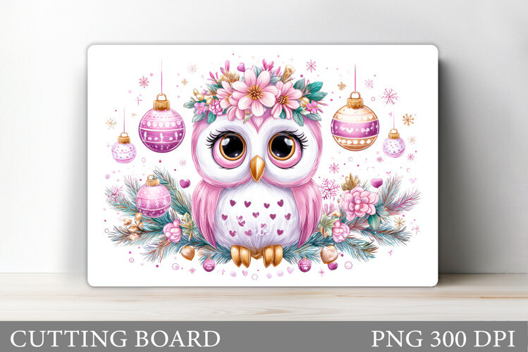 Christmas Owl Cutting Board. Christmas Cutting Board example image 1