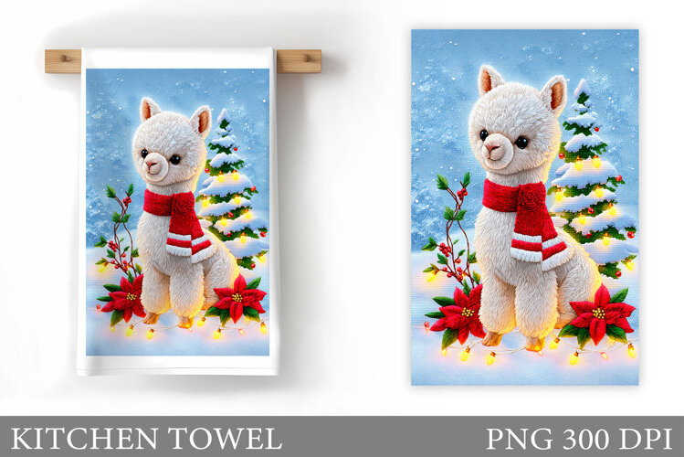 Christmas Lama Kitchen Towel. Christmas Kitchen Towel Design example image 1