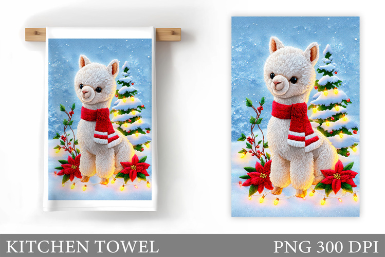 Christmas Lama Kitchen Towel. Christmas Kitchen Towel Design