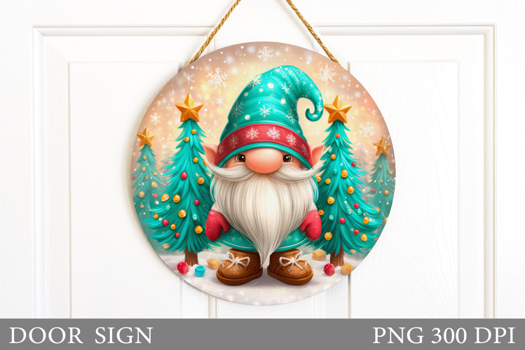 Christmas Gnome Door Sign. Christmas Door Sign Sublimation