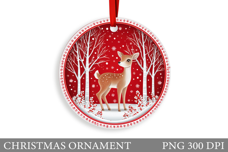 Cute Deer Christmas Ornament. Christmas Ornament Sublimation