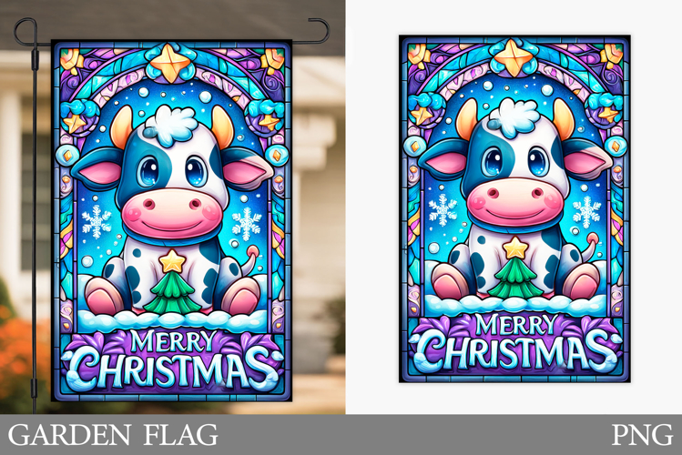 Christmas Cow Garden Flag. Christmas Garden Flag Sublimation