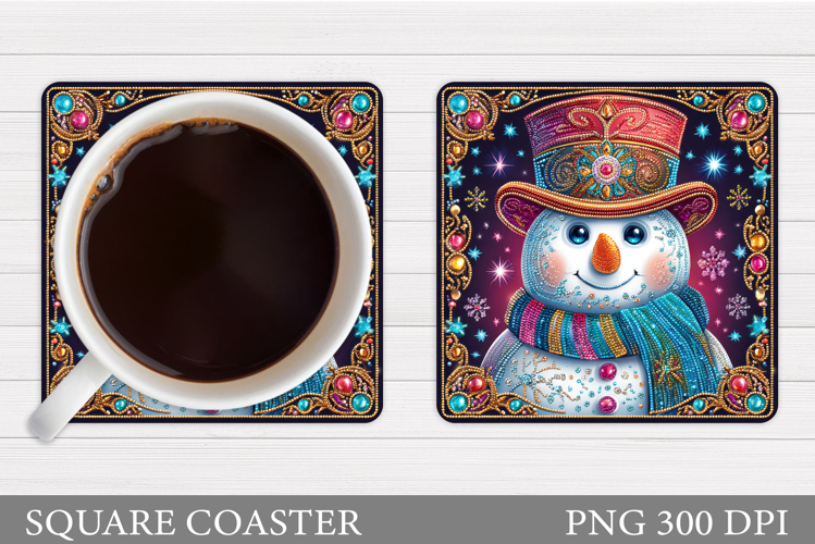 Sparkling Snowman Coaster. Christmas Coaster Sublimation