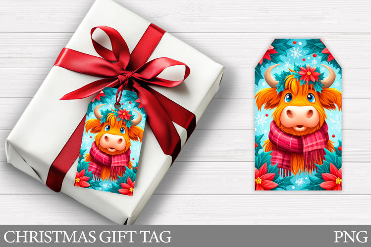 Christmas Gift Tag Design. Christmas Cow Gift Tag Printable