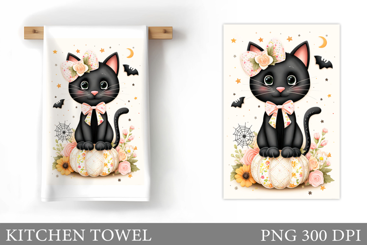 Halloween Cat Kitchen Towel. Halloween Kitchen Towel Design