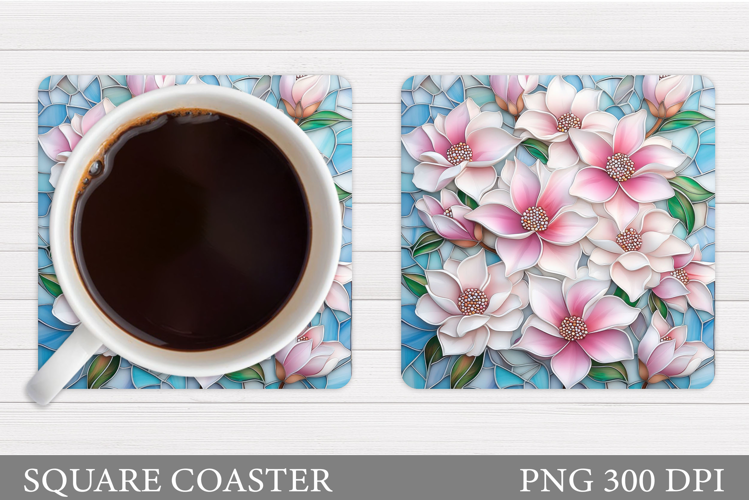 Flowers Coaster Sublimation. Floral Coaster Design