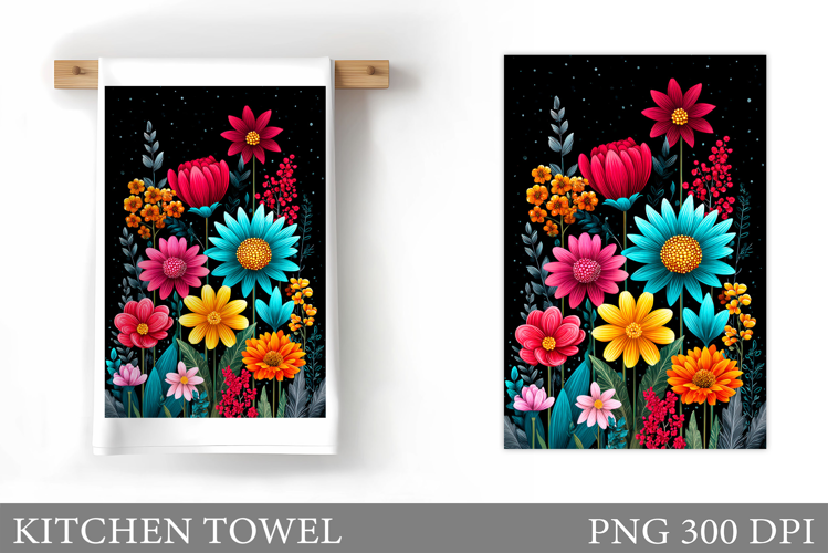 Flowers Kitchen Towel. Floral Kitchen Towel Sublimation