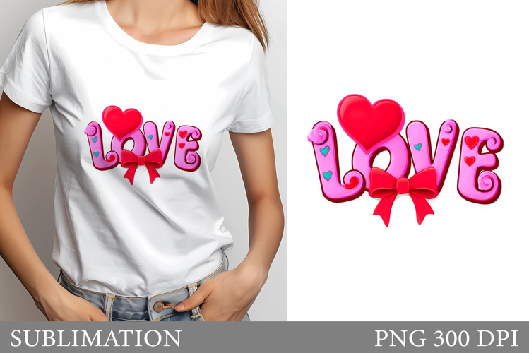 Love T-Shirt Design. Valentine Heart Sublimation
