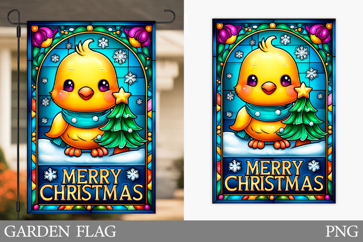 Christmas Chick Garden Flag. Christmas Garden Flag Design