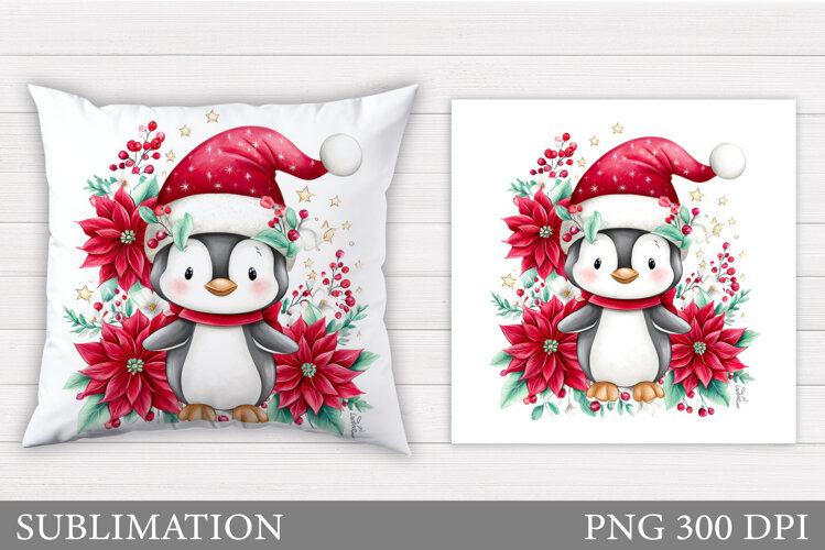 Christmas Penguin Pillow. Christmas Pillow Design example image 1