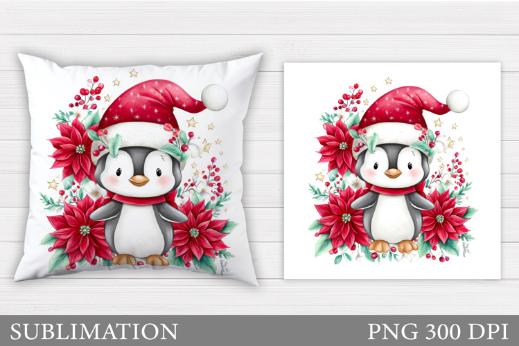 Christmas Penguin Pillow. Christmas Pillow Design
