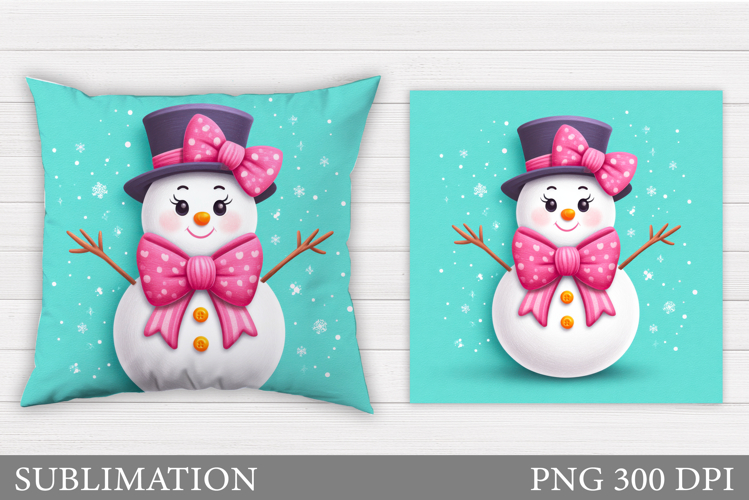 Cute Snowman Pillow Sublimation. Christmas Pillow Design
