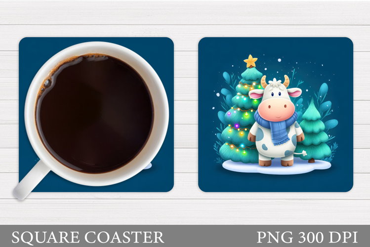 Christmas Cow Coaster. Christmas Cow Coaster Sublimation
