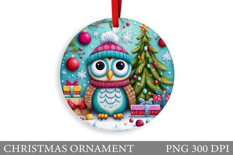 Christmas Owl Christmas Ornament. Christmas Owl Sublimation