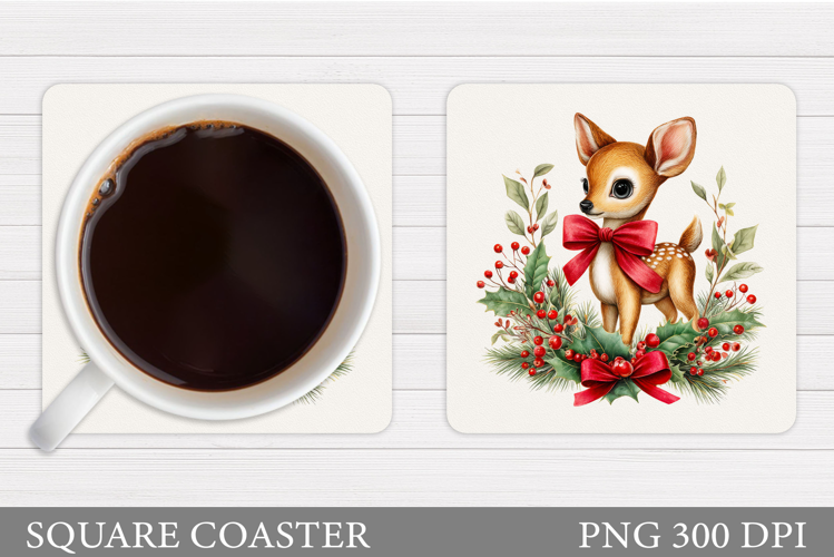 Christmas Deer Coaster Design. Christmas Coaster Sublimation