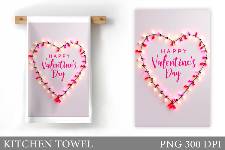 Heart Kitchen Towel Sublimation. Valentines Kitchen Towel