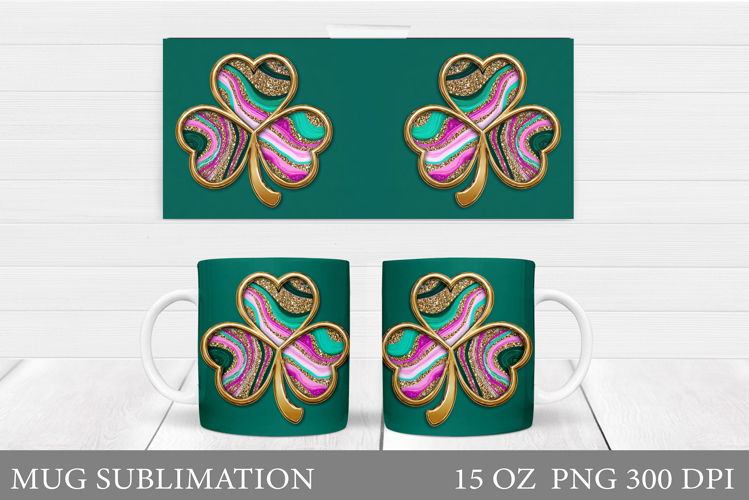 St Patrick Clover Mug Design. St Patrick Mug Sublimation
