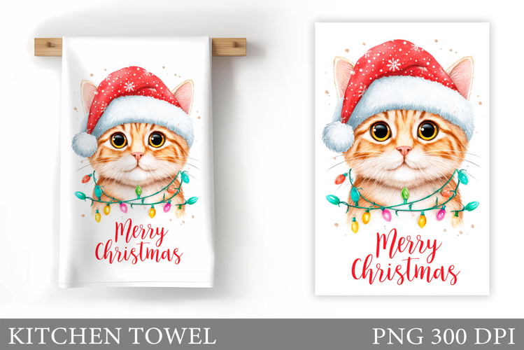 Christmas Cat Kitchen Towel. Christmas Kitchen Towel Design