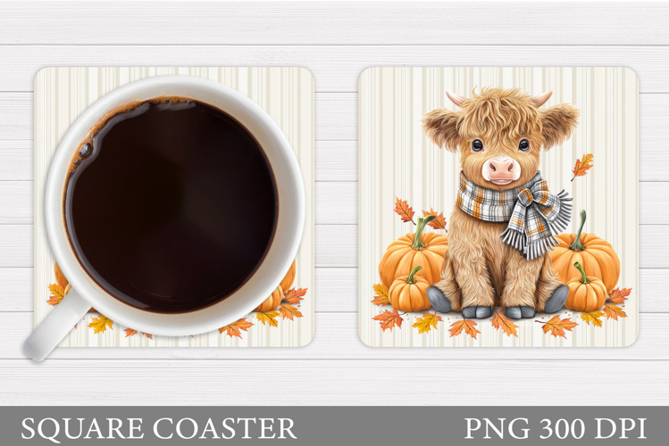 Fall Cow Coaster Design. Fall Coaster Sublimation