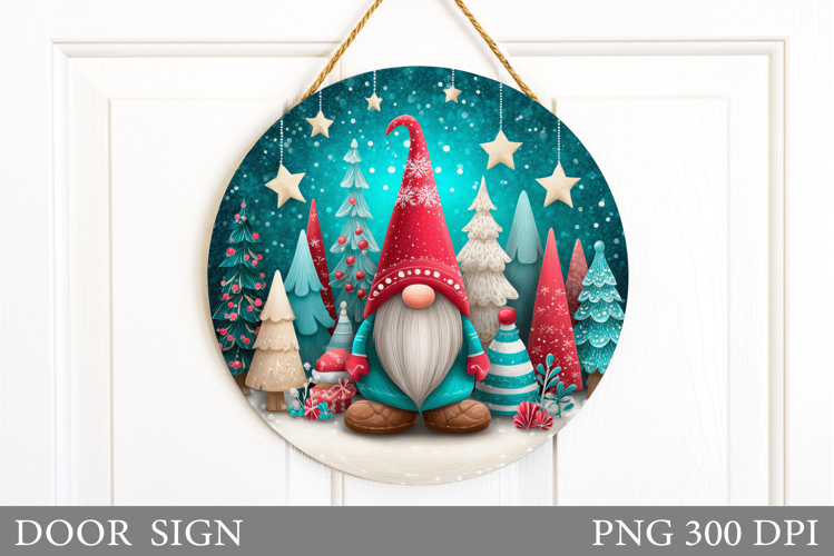 Christmas Gnome Door Sign. Christmas Door Sign Sublimation