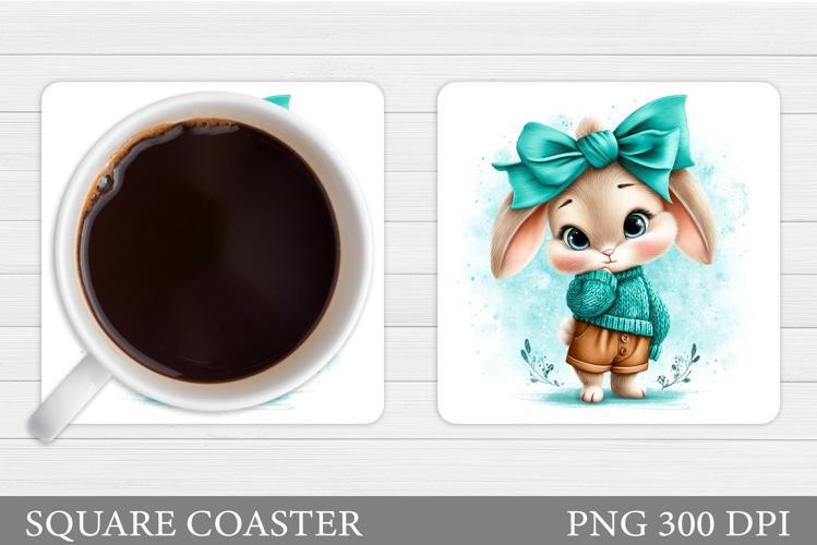 Cute Bunny Coaster Design. Cute Bunny Sublimation