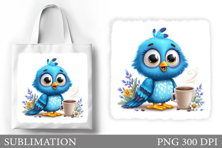 Cute Bird Tote Bag Design. Cute Bird Sublimation