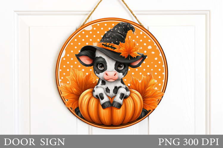Fall Cow Door Sign Sublimation. Fall Door Sign Design