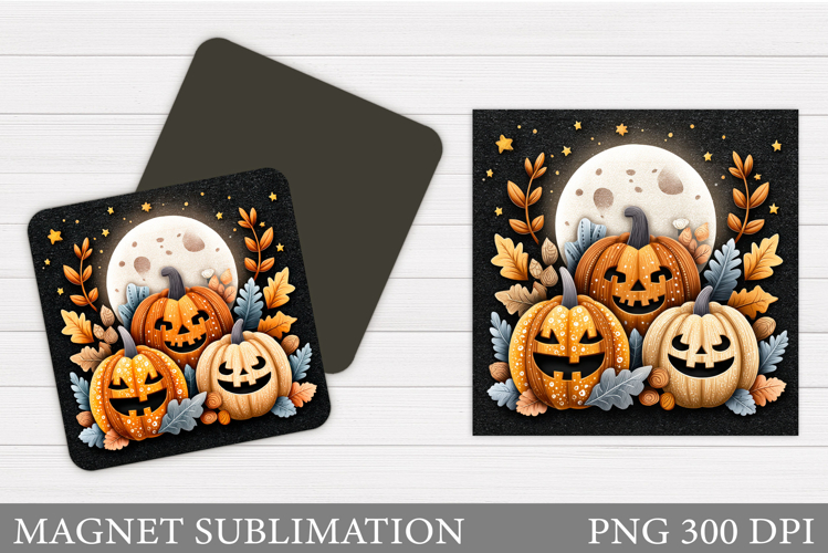 Scary Pumpkin Magnet Design. Halloween Magnet Sublimation