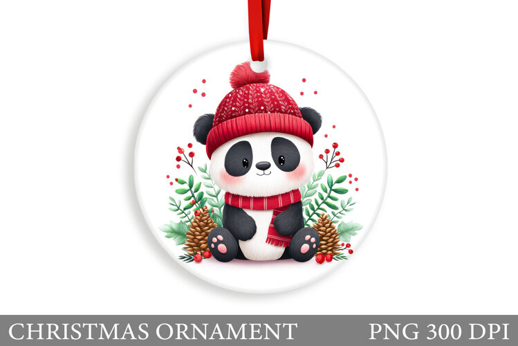 Cute Panda Christmas Ornament. Christmas Panda Sublimation example image 1