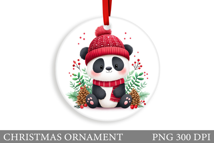 Cute Panda Christmas Ornament. Christmas Panda Sublimation