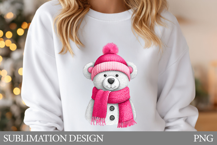 Christmas Bear T-Shirt Design. Cute Bear Sublimation