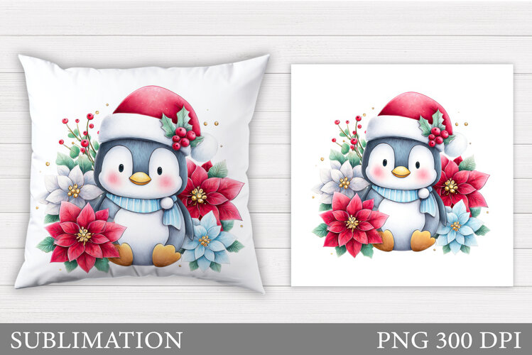 Christmas Penguin Pillow. Christmas Pillow Design example image 1