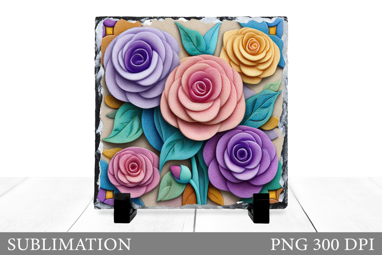 Flowers Slate Sublimation. Floral Sublimation