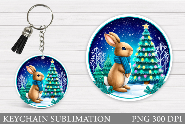 Christmas Bunny Keychain. Christmas Keychain Design