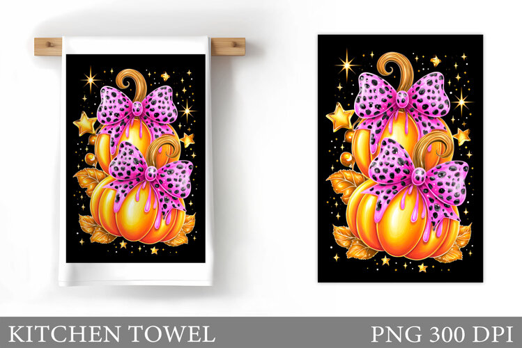 Fall Pumpkin Kitchen Towel. Fall Kitchen Towel Sublimation example image 1