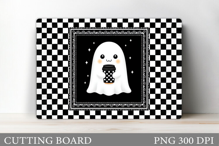 Ghost Cutting Board Sublimation. Halloween Cutting Board example image 1