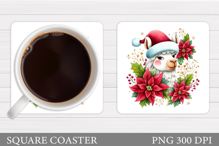 Christmas Lama Coaster Design. Christmas Coaster Sublimation