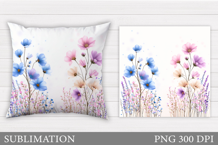 Wildflowers Pillow Sublimation. Flowers Sublimation