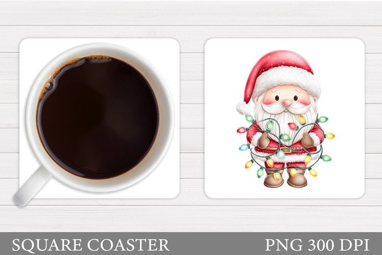 Cute Santa Coaster Sublimation. Santa Claus Coaster Design
