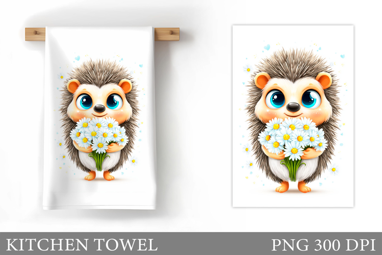 Cute Hedgehog Kitchen Towel. Cute Hedgehog Sublimation