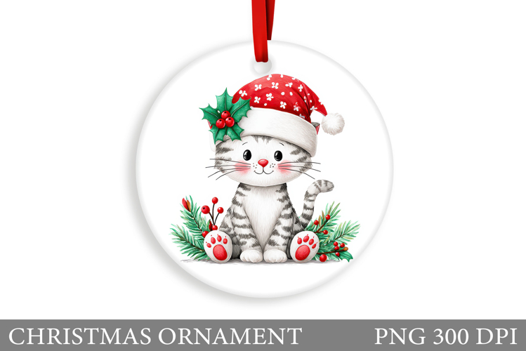 Cute Cat Christmas Ornament. Winter Cat Christmas Ornament