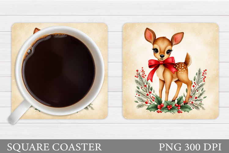 Christmas Deer Coaster Design. Christmas Coaster Sublimation