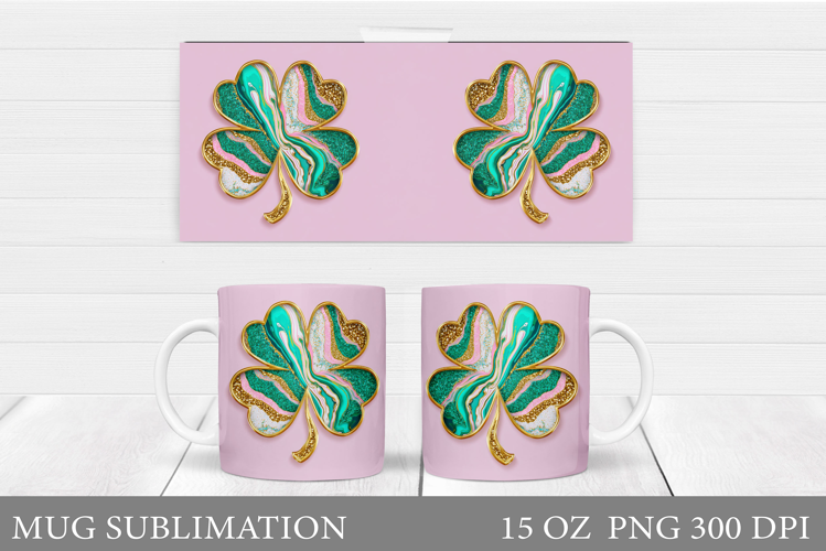 St Patrick Clover Mug Design. St Patrick Mug Sublimation